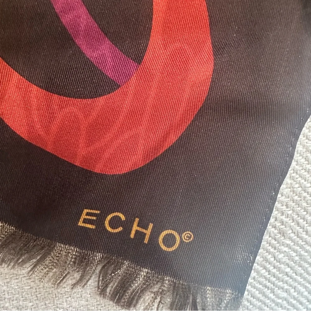Echo Brown, Mustard & Red Chain-Print 100% Silk Scarf
